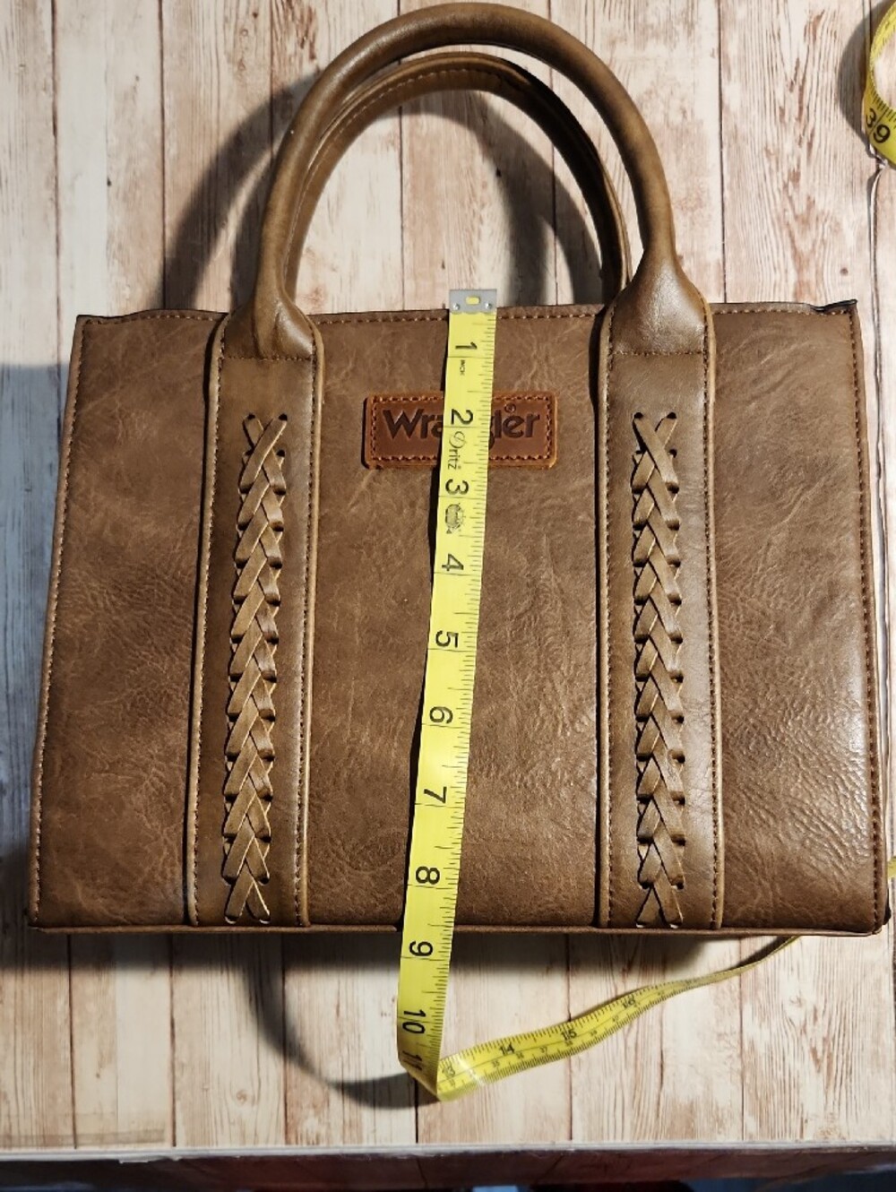 Wrangler Taupe Brown Braided-Accent Tote - Picture 6 of 7